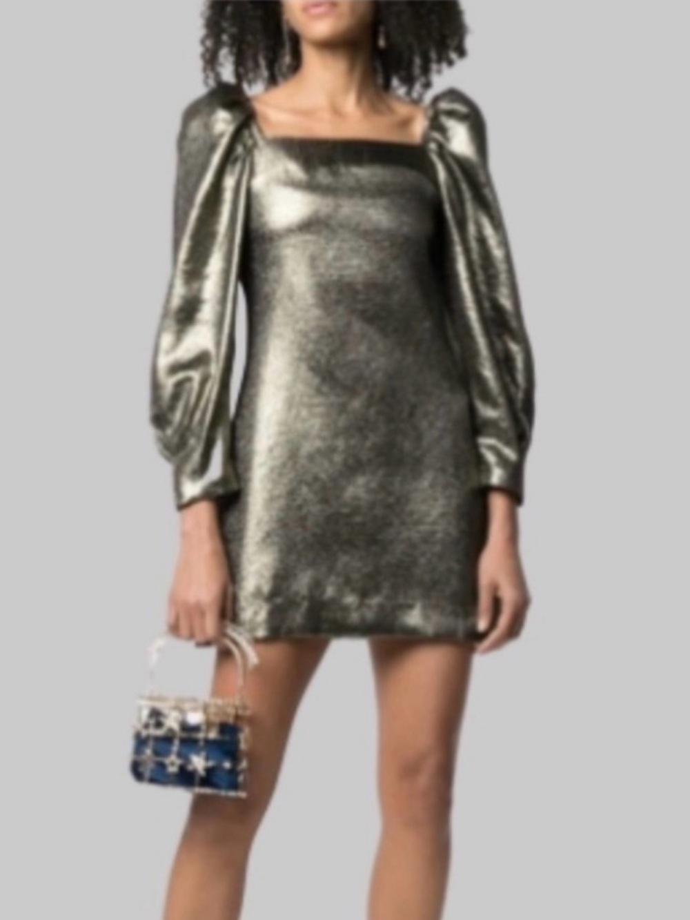New! Sandro Metallic Puff Sleeve Mini Dress | 8
